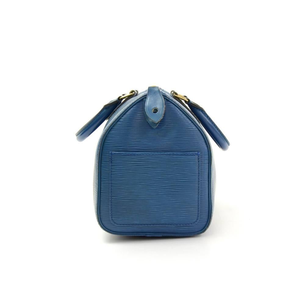 Vintage Louis Vuitton Speedy 25 Blue Epi Leather City Hand Bag In Good Condition In Fukuoka, Kyushu