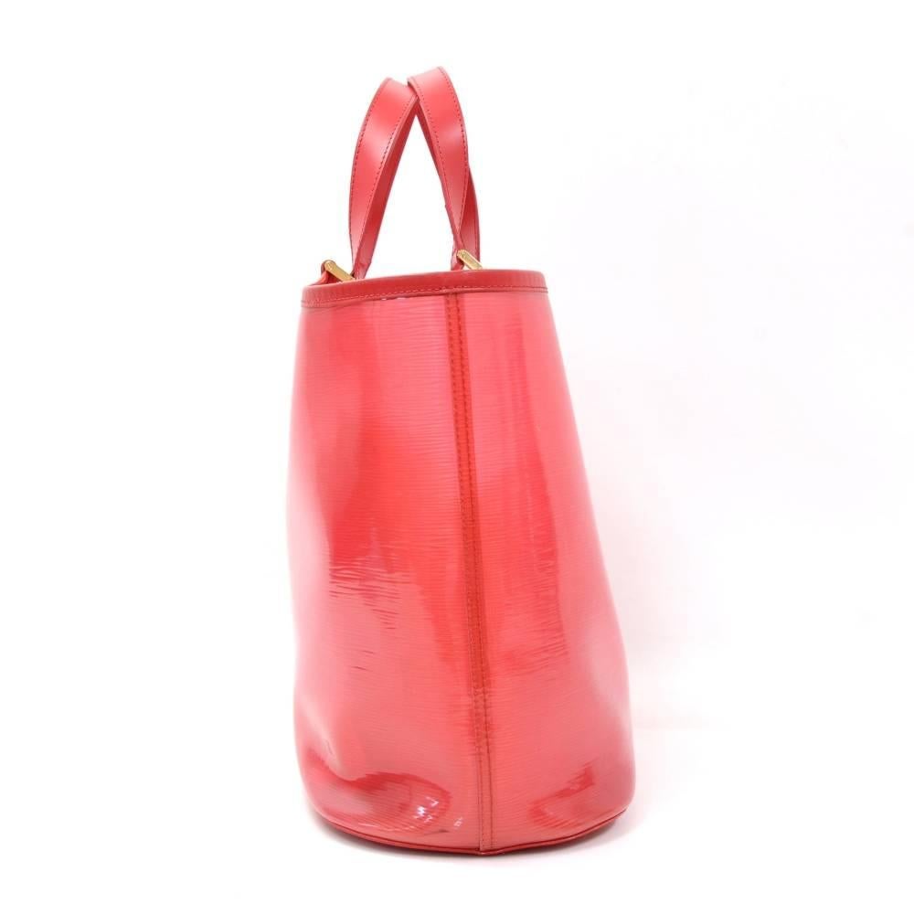 Women's Louis Vuitton Plague Lagoon MM Red Vinyl Beach Tote Hand Bag