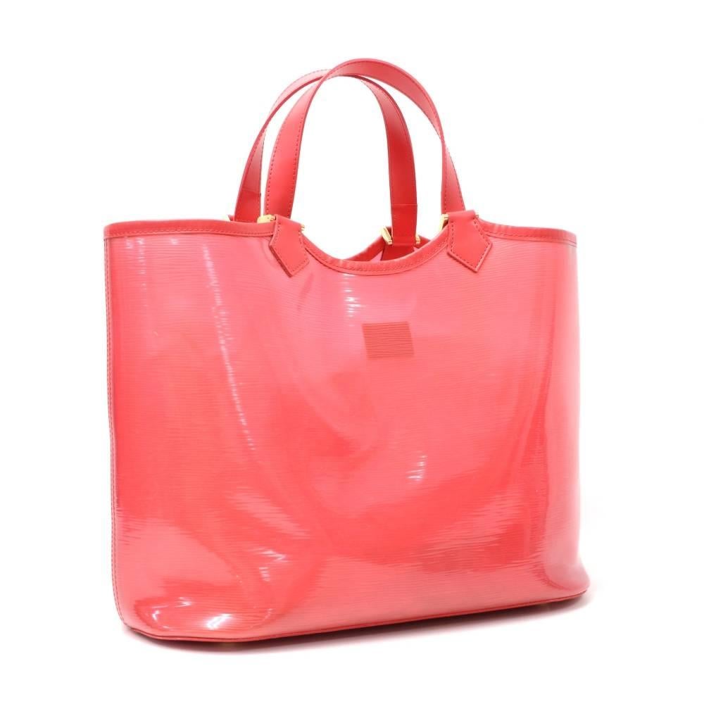 Louis Vuitton Plague Lagoon MM Red Vinyl Beach Tote Hand Bag In Excellent Condition In Fukuoka, Kyushu