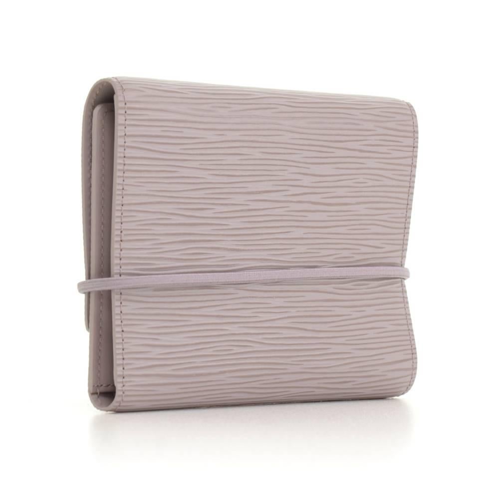 Gray Louis Vuitton Portefeullie Elastique Lilac Epi Leather Trifold Wallet