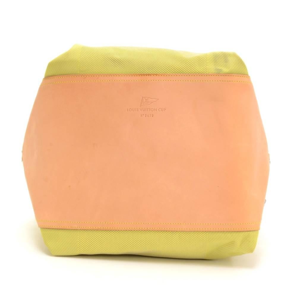 Orange Louis Vuitton LV Cup 2003 Lime Damier Geant Canvas Boston Bag + Strap