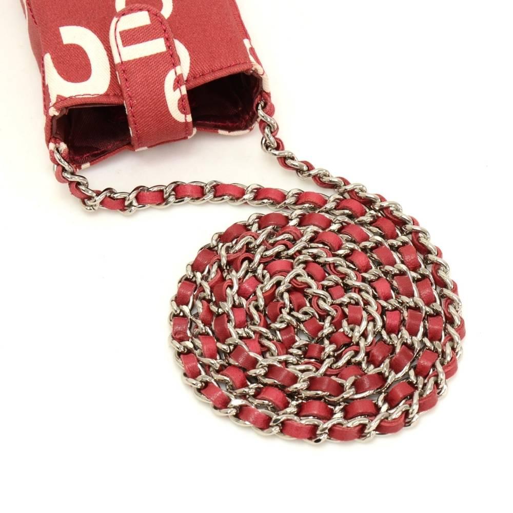 Chanel Red x White Canvas Mobile Phone Sunglasses Shoulder Case For Sale 3