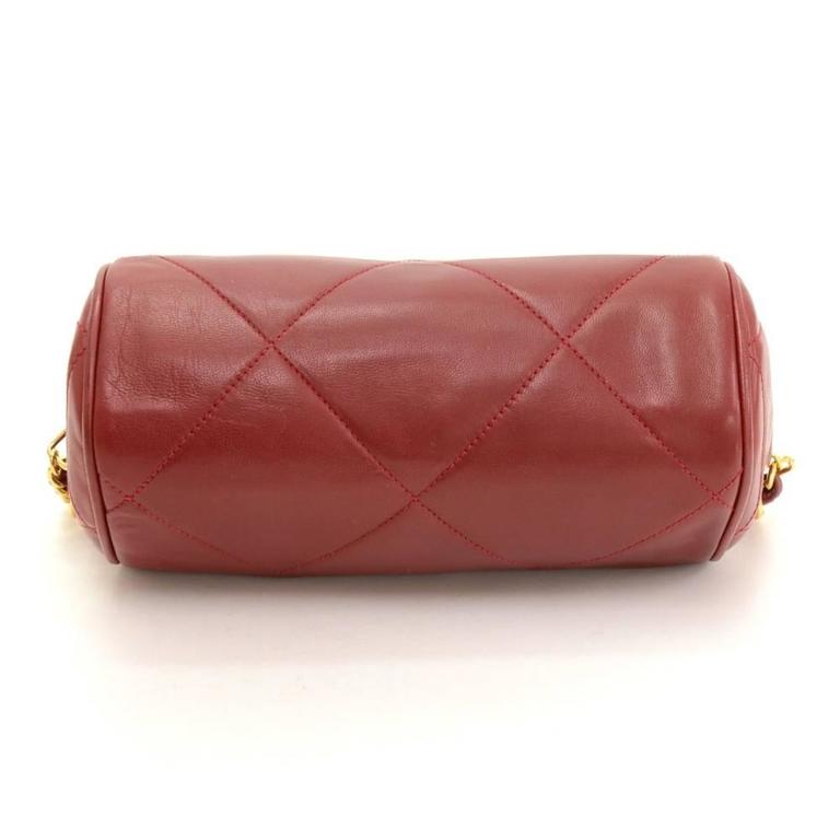 Vintage Chanel Dark Red Quilted Leather Fringe Mini Pouch Bag at ...