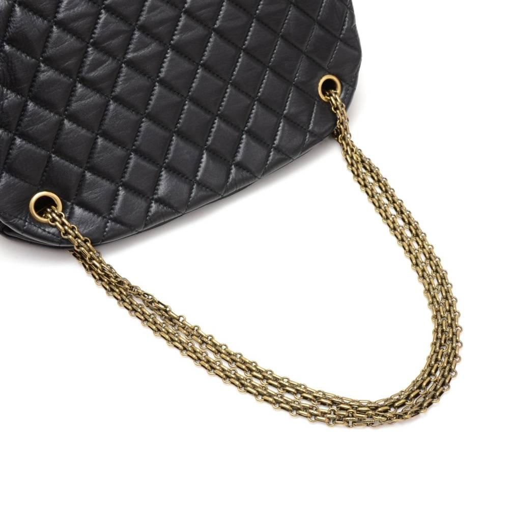 Chanel Mademoiselle Black Quilted Calfskin Leather Shoulder Bowling Bag ...
