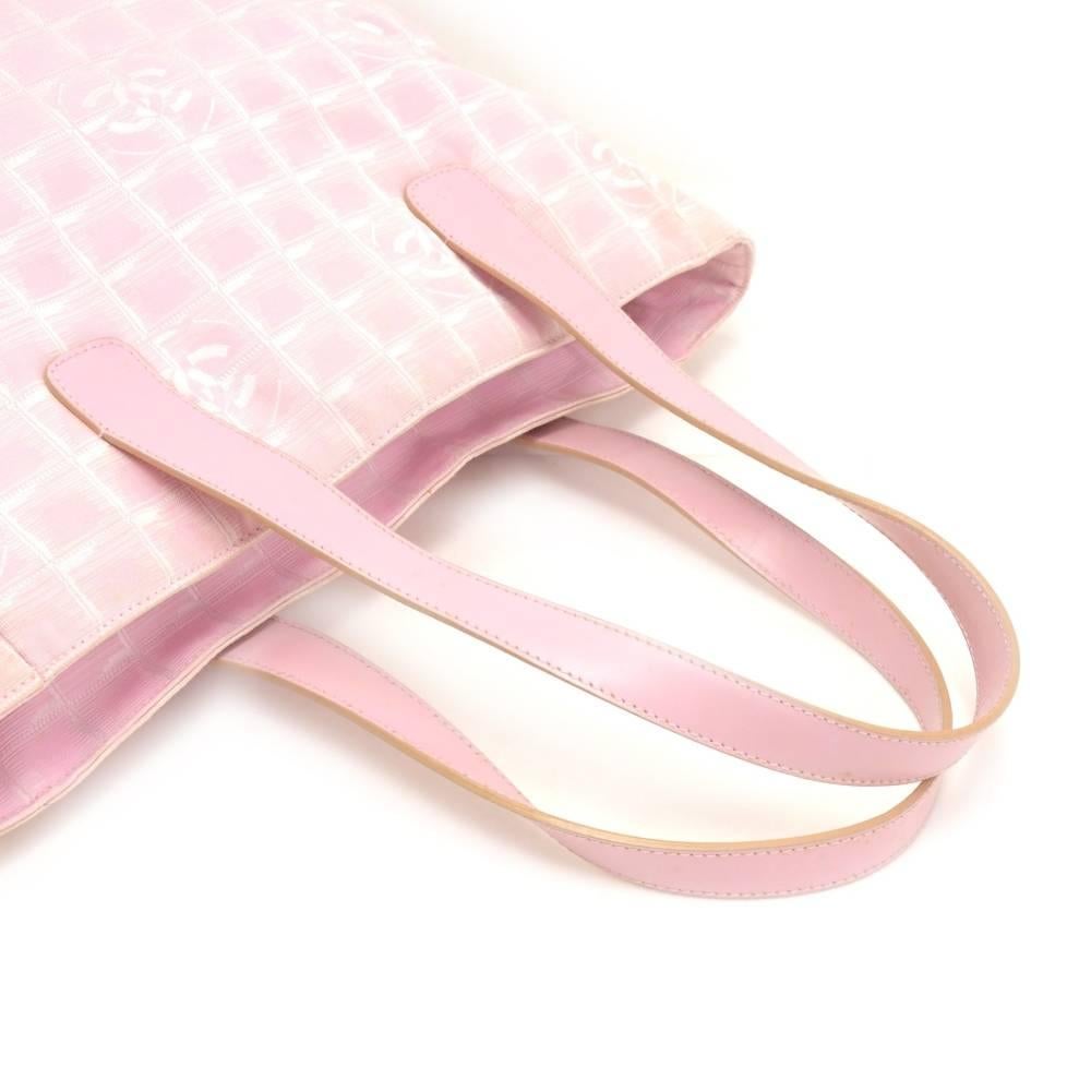 Chanel Travel Line Light Pink Jacquard Nylon Large Tote Bag For Sale 3