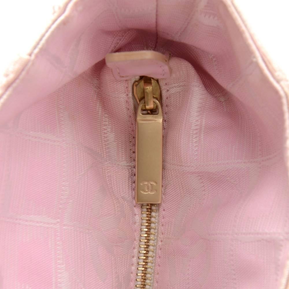Chanel Travel Line Light Pink Jacquard Nylon Large Tote Bag For Sale 2