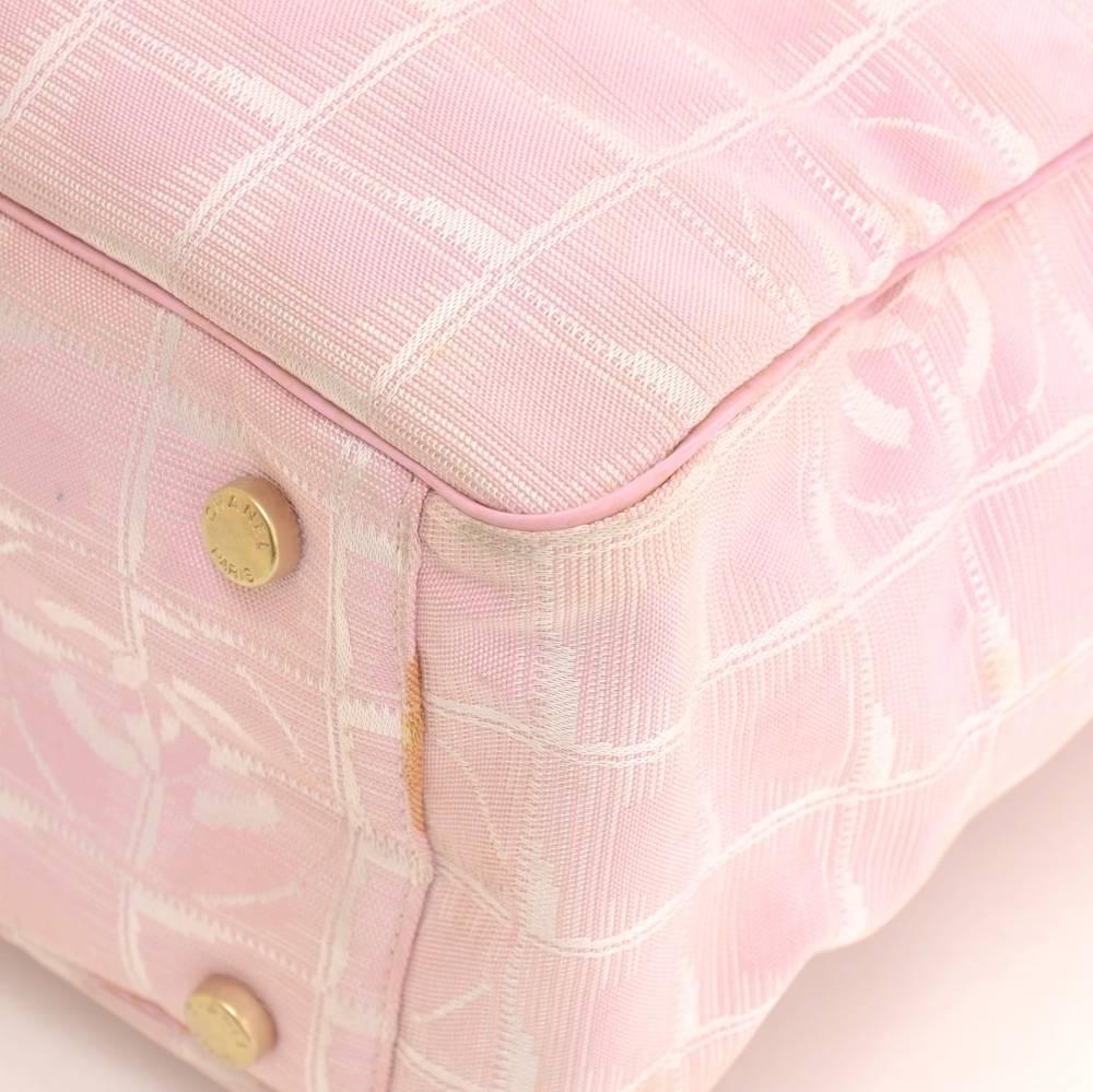 Women's Chanel Travel Line Light Pink Jacquard Nylon Large Tote Bag For Sale