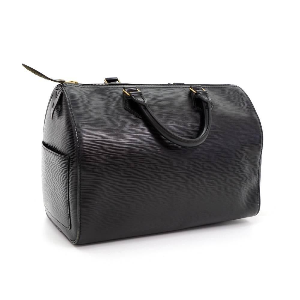 Vintage Louis Vuitton Speedy 30 Black Epi Leather City Hand Bag In Excellent Condition In Fukuoka, Kyushu