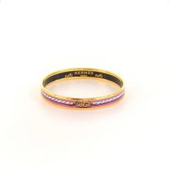 Hermes Purple x Gold Tone Enamel PM Bracelet Bangle