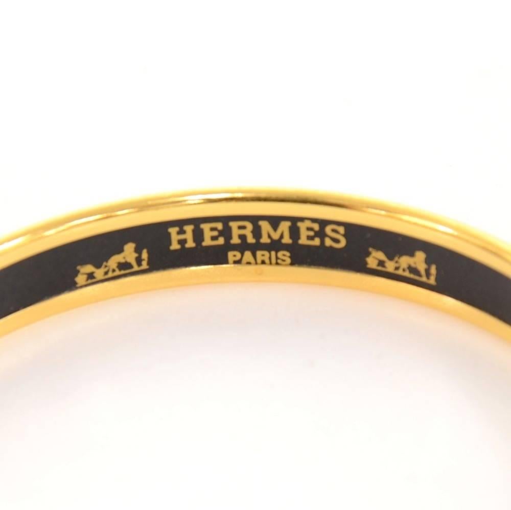 Hermes Purple x Gold Tone Enamel PM Bracelet Bangle In Excellent Condition In Fukuoka, Kyushu