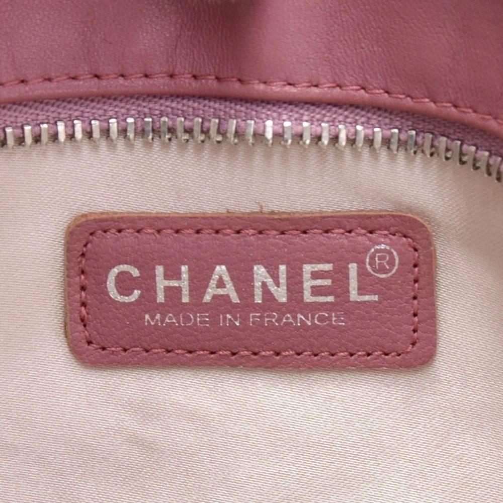 Chanel Pink Jacquard Nylon Travel Line Pouch Hand Bag 6