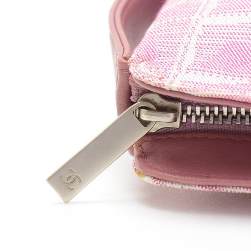 Chanel Pink Jacquard Nylon Travel Line Pouch Hand Bag 3