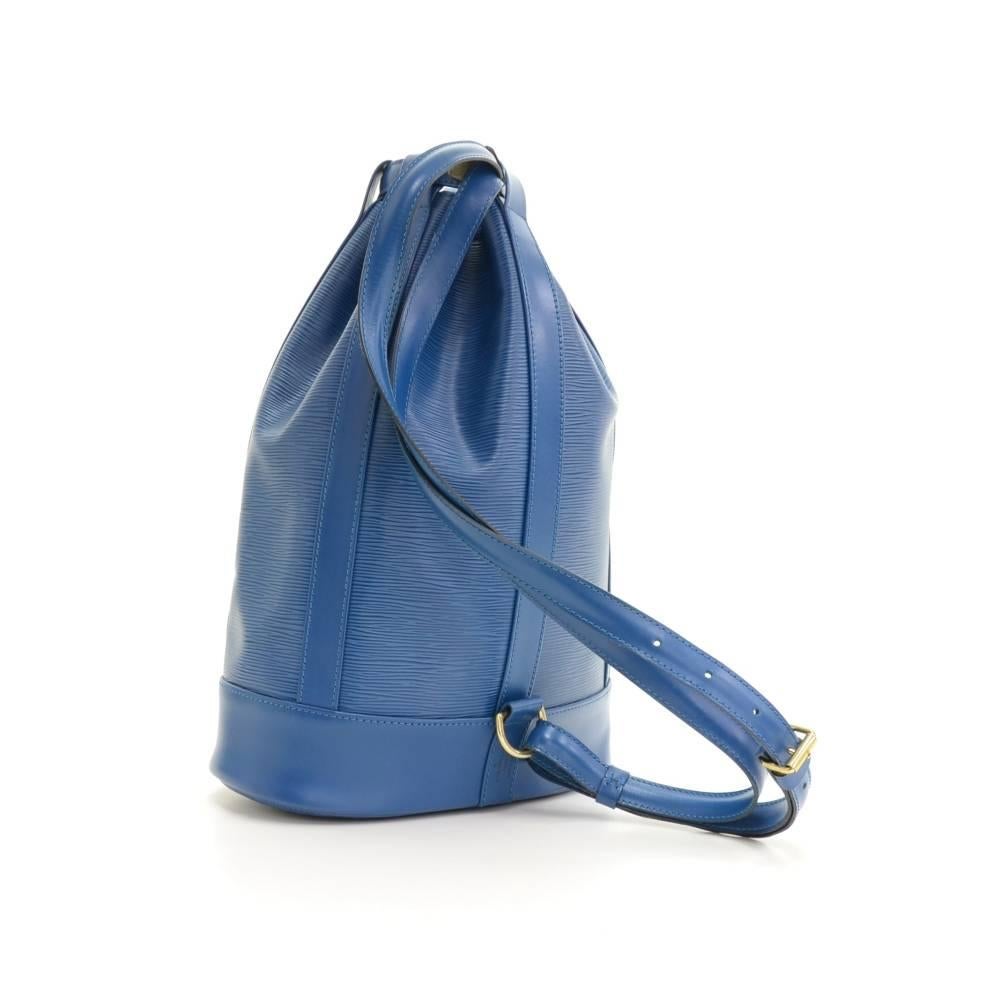 Vintage Louis Vuitton Blue Randonee GM Epi Leather Shoulder Bag In Excellent Condition In Fukuoka, Kyushu