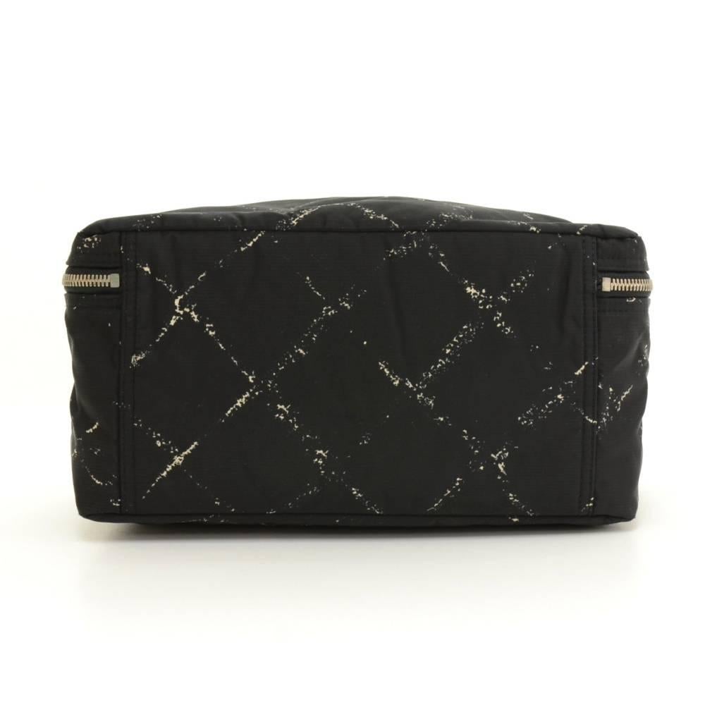 Chanel Travel Line Black x White Nylon Waterproof Hand Bag 2