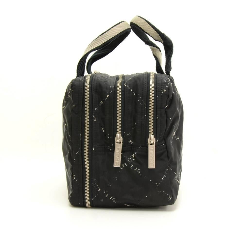 Women's Chanel Travel Line Black x White Nylon Waterproof Hand Bag