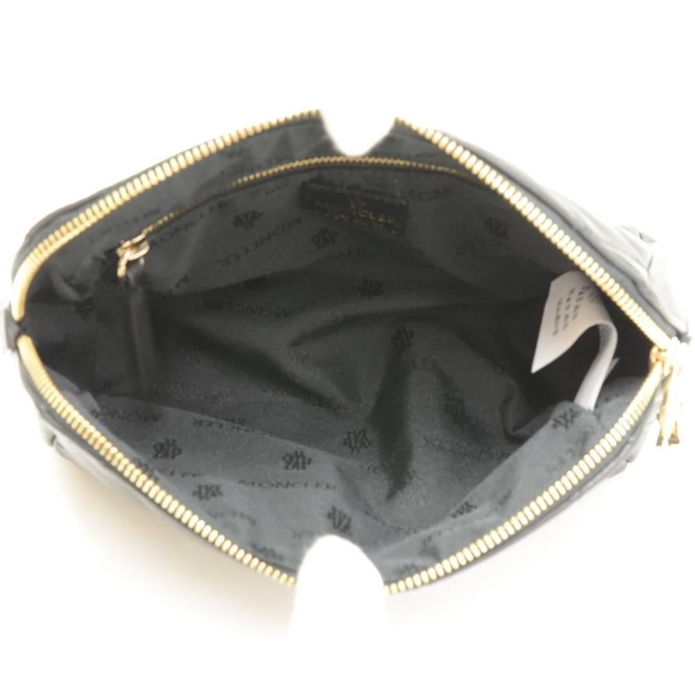 Moncler Black Leather Beauty Pouch Bag For Sale 3