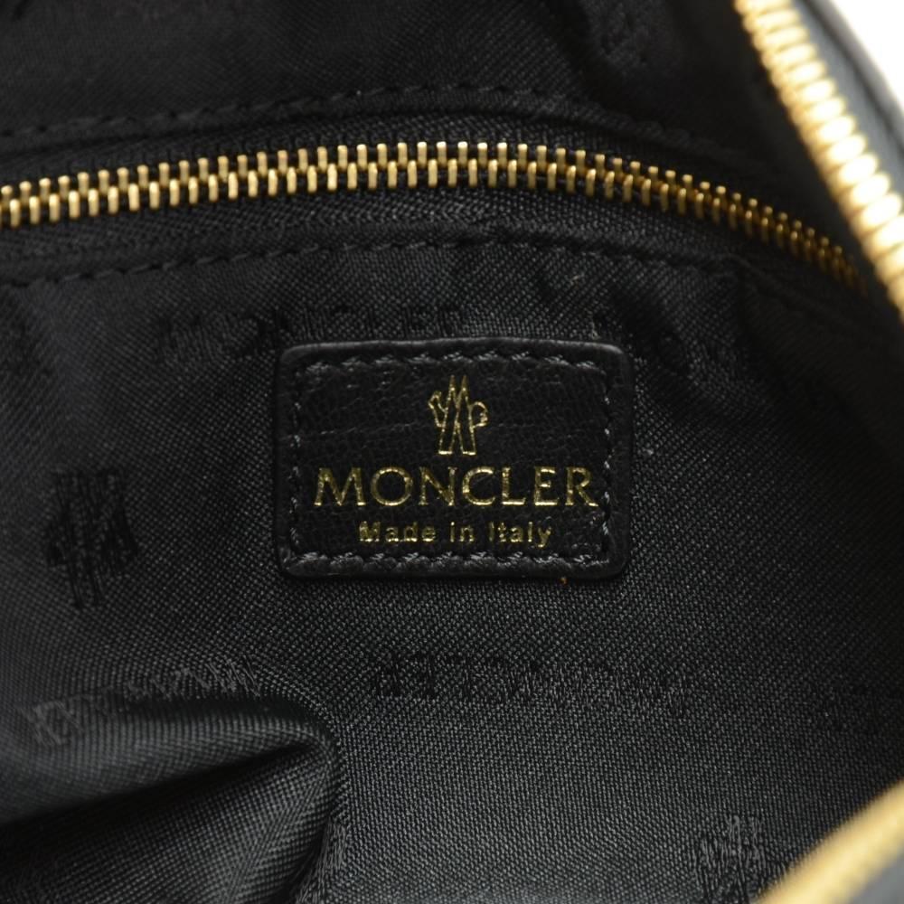 Moncler Black Leather Beauty Pouch Bag For Sale 2