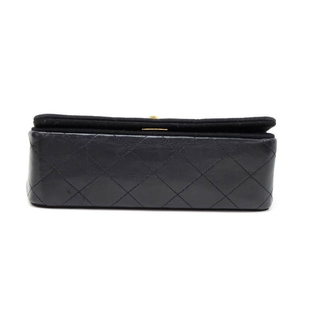 Chanel Black Quilted Cotton x Leather Shoulder Flap Mini Bag 2