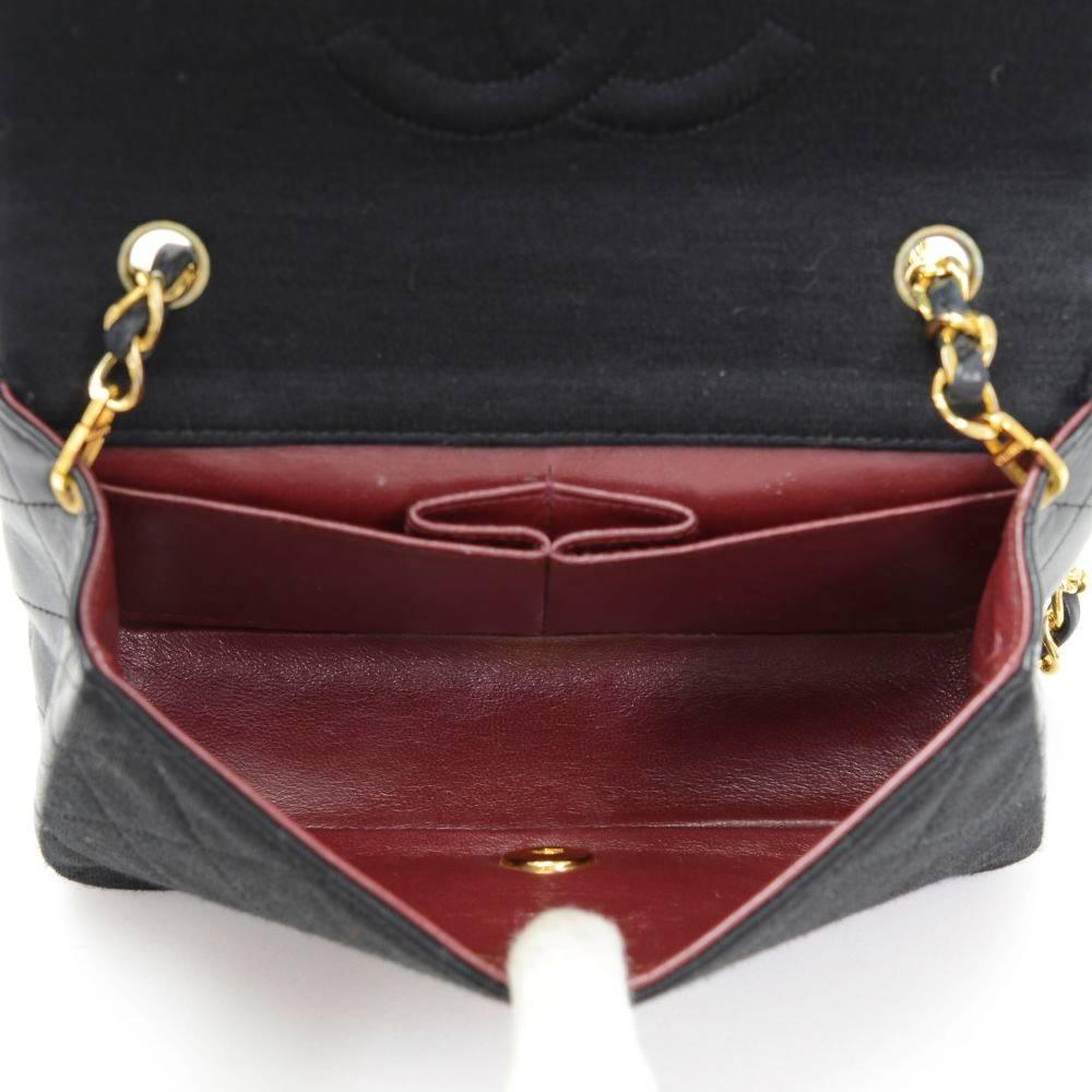 Chanel Black Quilted Cotton x Leather Shoulder Flap Mini Bag 6