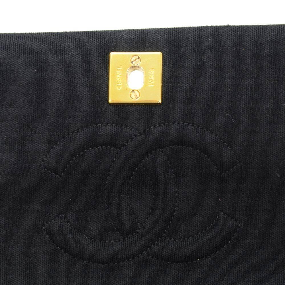 Chanel Black Quilted Cotton x Leather Shoulder Flap Mini Bag 3