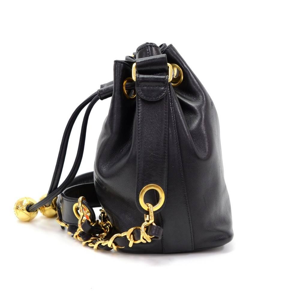 Chanel Black Quilted Leather Mini Bucket Shoulder Bag 1