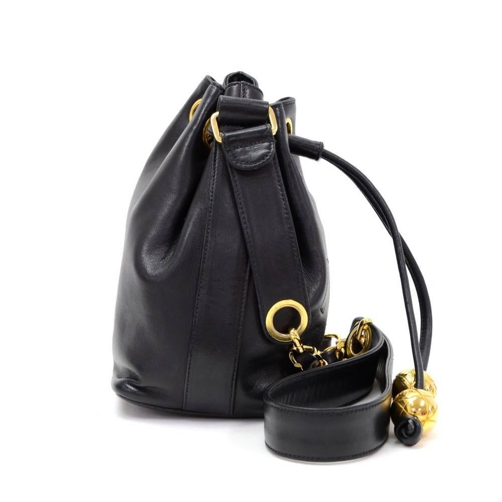 Women's Chanel Black Quilted Leather Mini Bucket Shoulder Bag