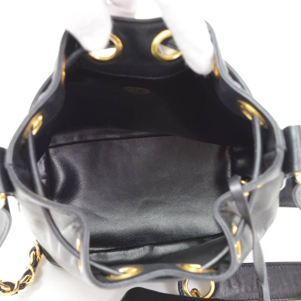 Chanel Black Quilted Leather Mini Bucket Shoulder Bag 4