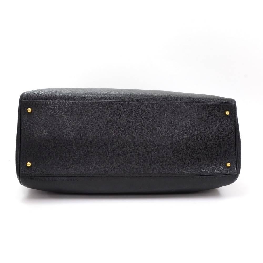 Chanel XL Supermodel Black Caviar Leather Shoulder Tote Bag 2