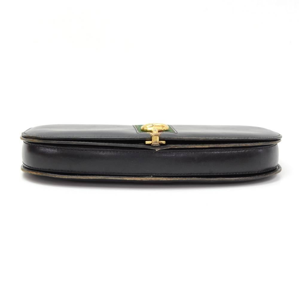 Vintage Gucci Black Leather Ribbon Clutch Bag 1