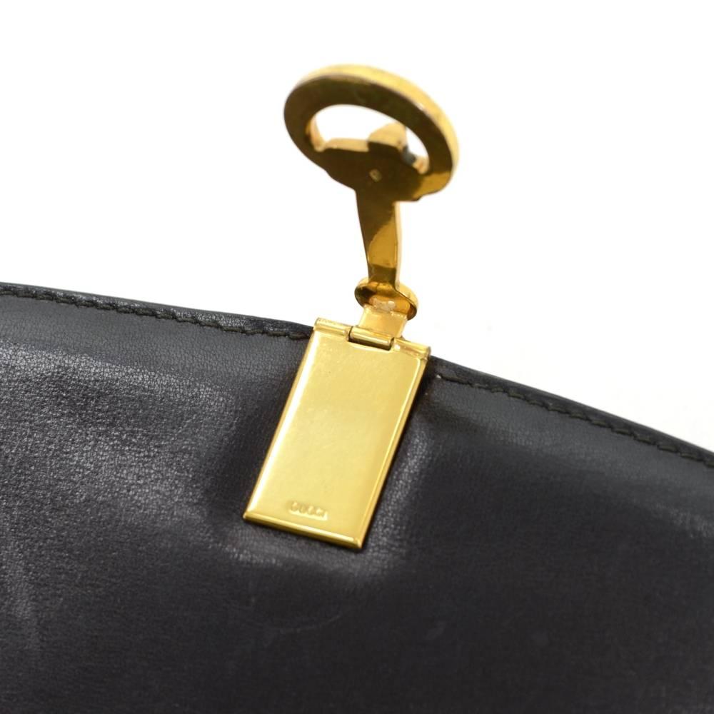 Vintage Gucci Black Leather Ribbon Clutch Bag 2