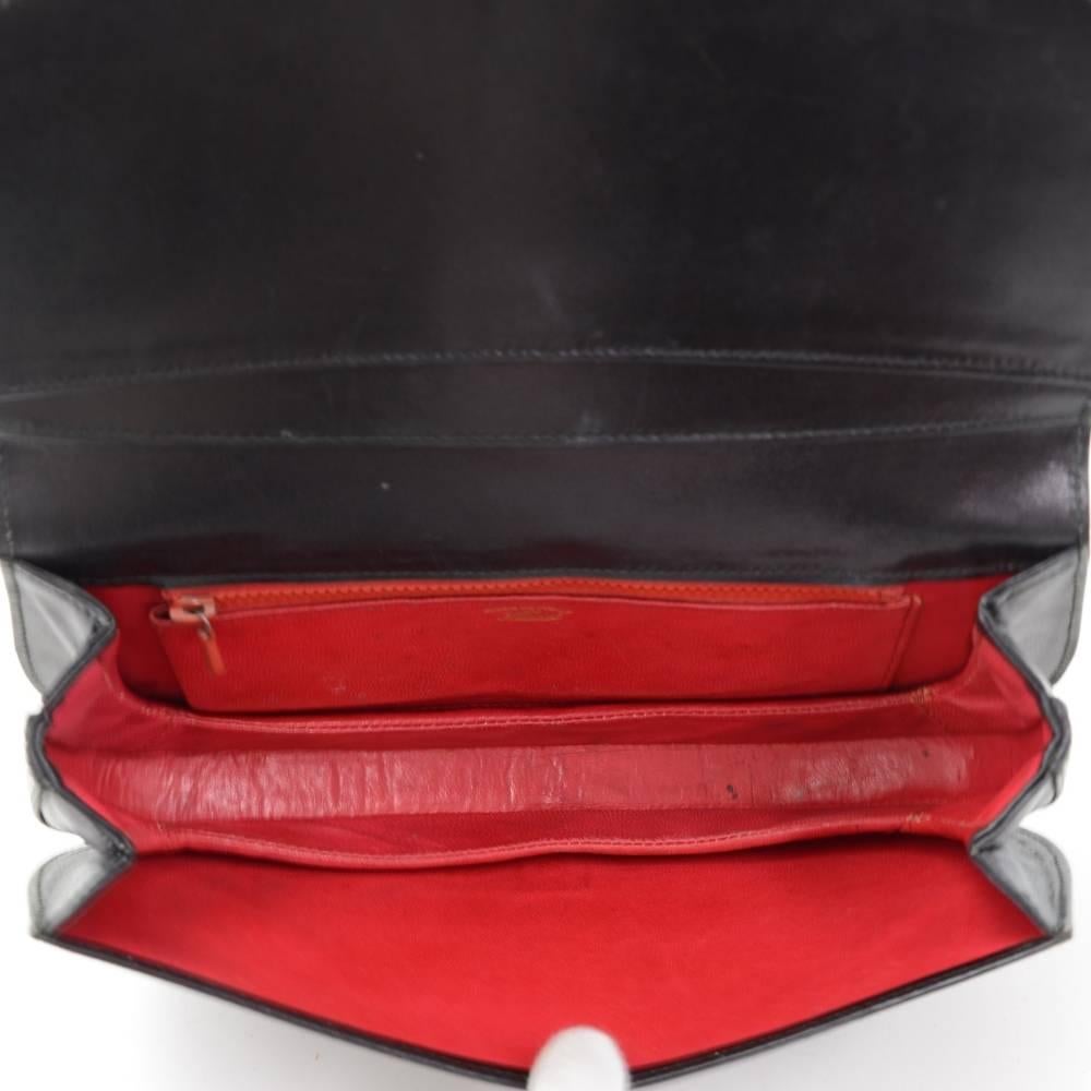 Vintage Gucci Black Leather Ribbon Clutch Bag 5