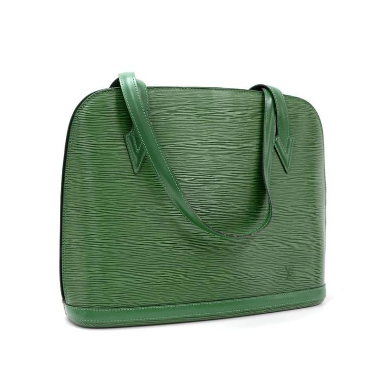 Vintage Louis Vuitton Lussac Green Epi Leather Large Shoulder Bag For Sale  at 1stDibs