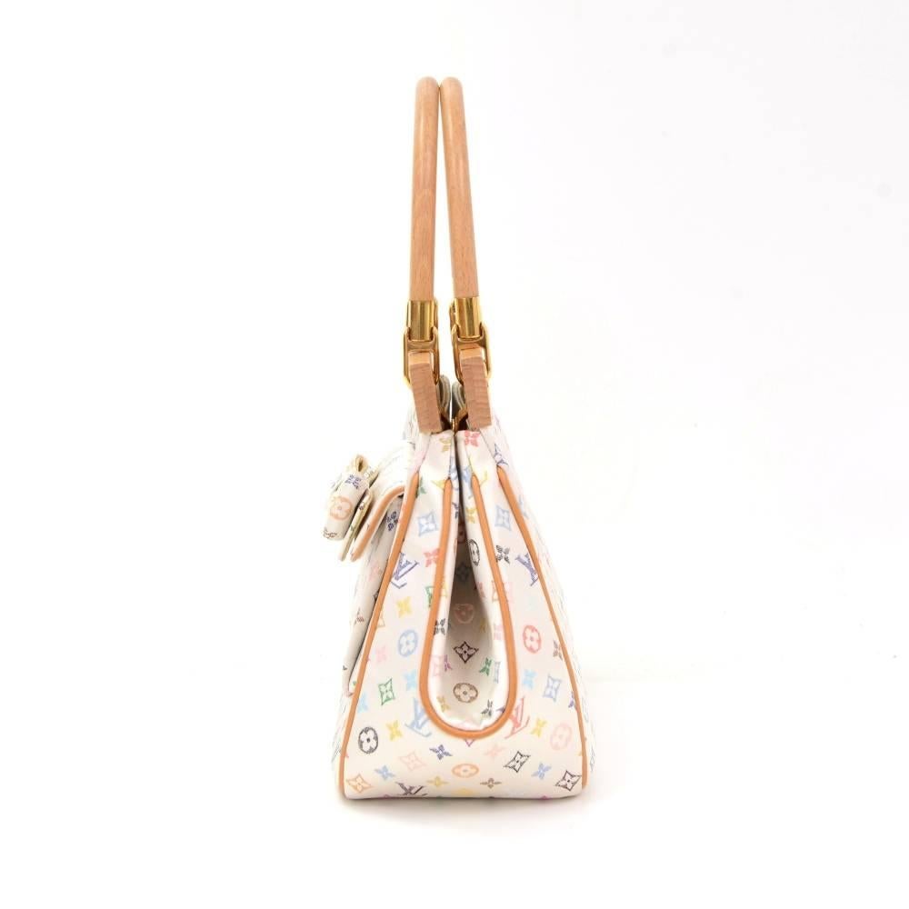 Louis Vuitton Abelia White Multicolor Mini Monogram Satin Handbag 1