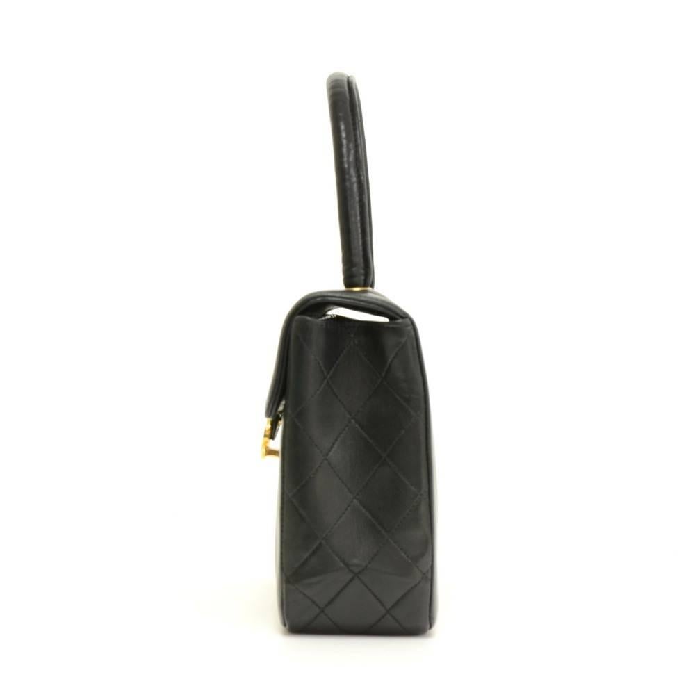 Vintage Chanel Black Vertical Quilted Leather Flap Mini Handbag 1