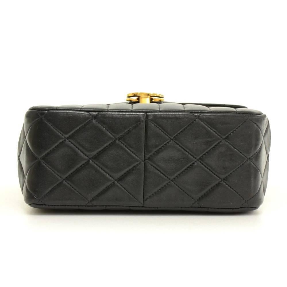 Vintage Chanel Black Vertical Quilted Leather Flap Mini Handbag 2