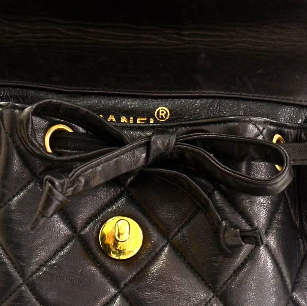 Chanel Black Quilted Lambskin Leather Medium Backpack Bag 3