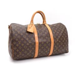 Louis Vuitton Keepall 50 Bandouliere Monogram Canvas Duffel Travel Bag