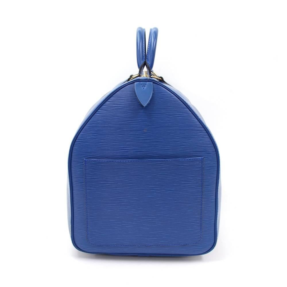 Louis Vuitton Keepall 55 Blue Epi Leather Duffle Travel Bag 1