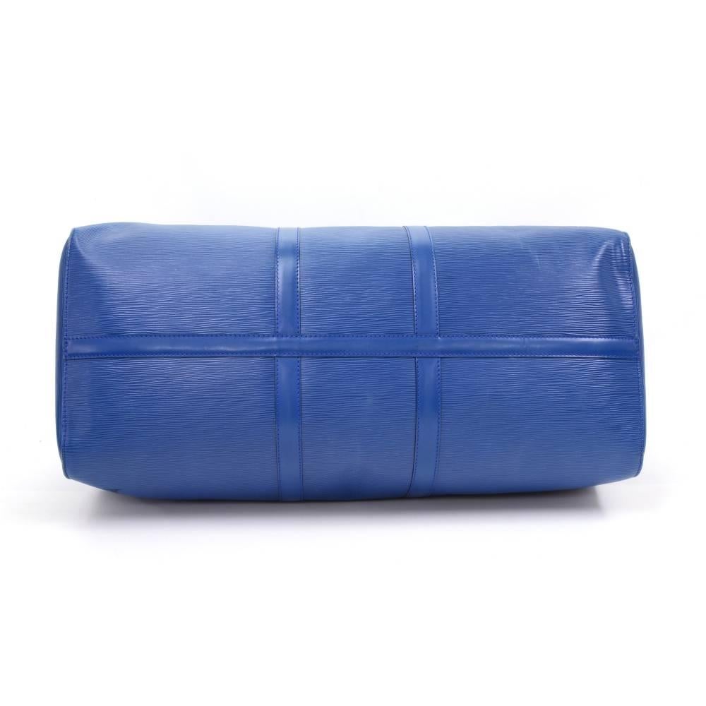 Louis Vuitton Keepall 55 Blue Epi Leather Duffle Travel Bag 2