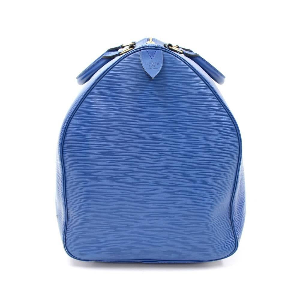 Women's or Men's Louis Vuitton Keepall 55 Blue Epi Leather Duffle Travel Bag