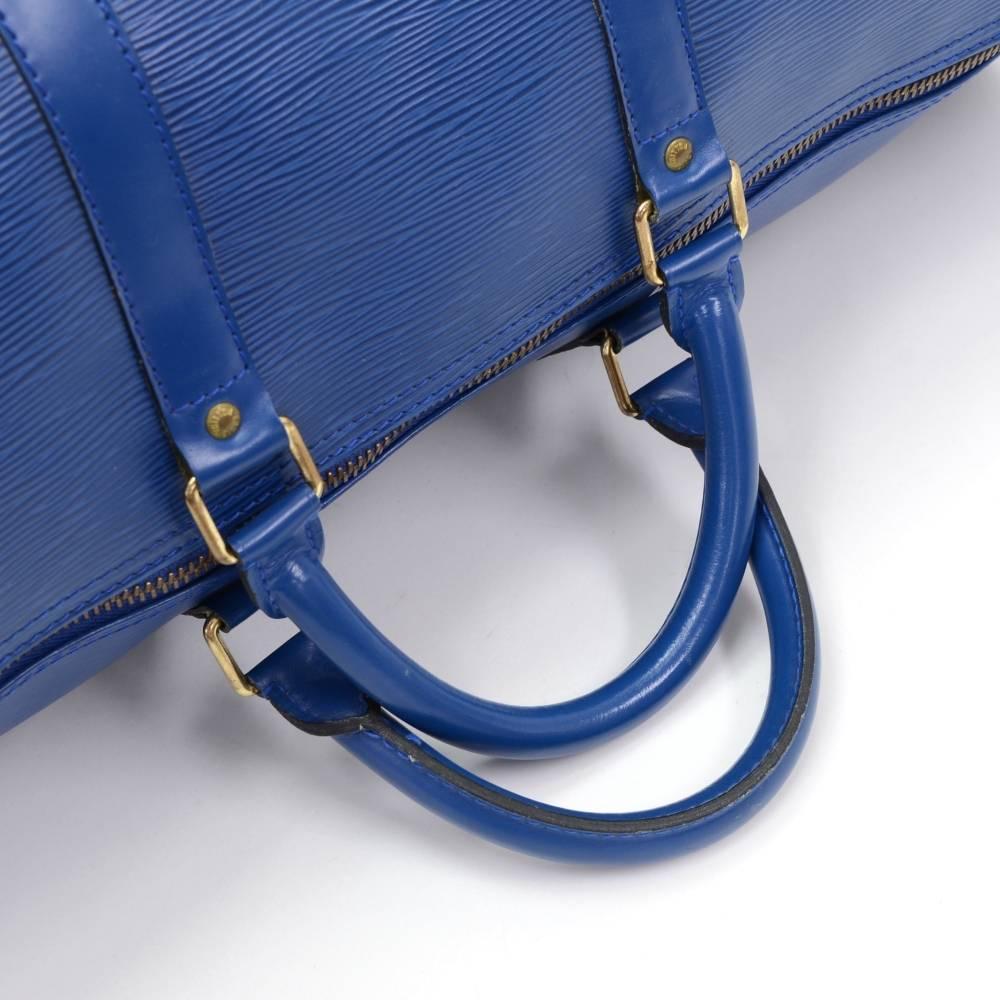 Louis Vuitton Keepall 55 Blue Epi Leather Duffle Travel Bag 3