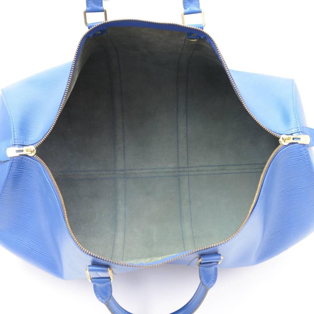 Louis Vuitton Keepall 55 Blue Epi Leather Duffle Travel Bag 6