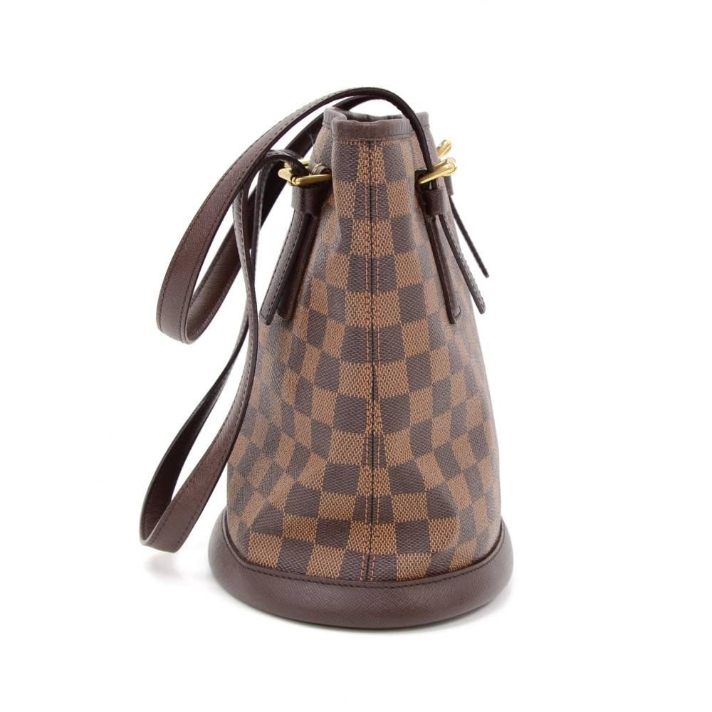 Brown Louis Vuitton Marais Ebene Damier Canvas Shoulder Bucket Bag