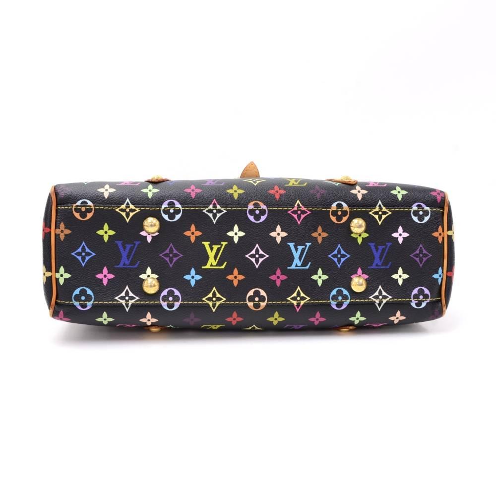 Louis Vuitton Aurelia MM Black Multicolor Monogram Canvas Shoulder Hand Bag 1