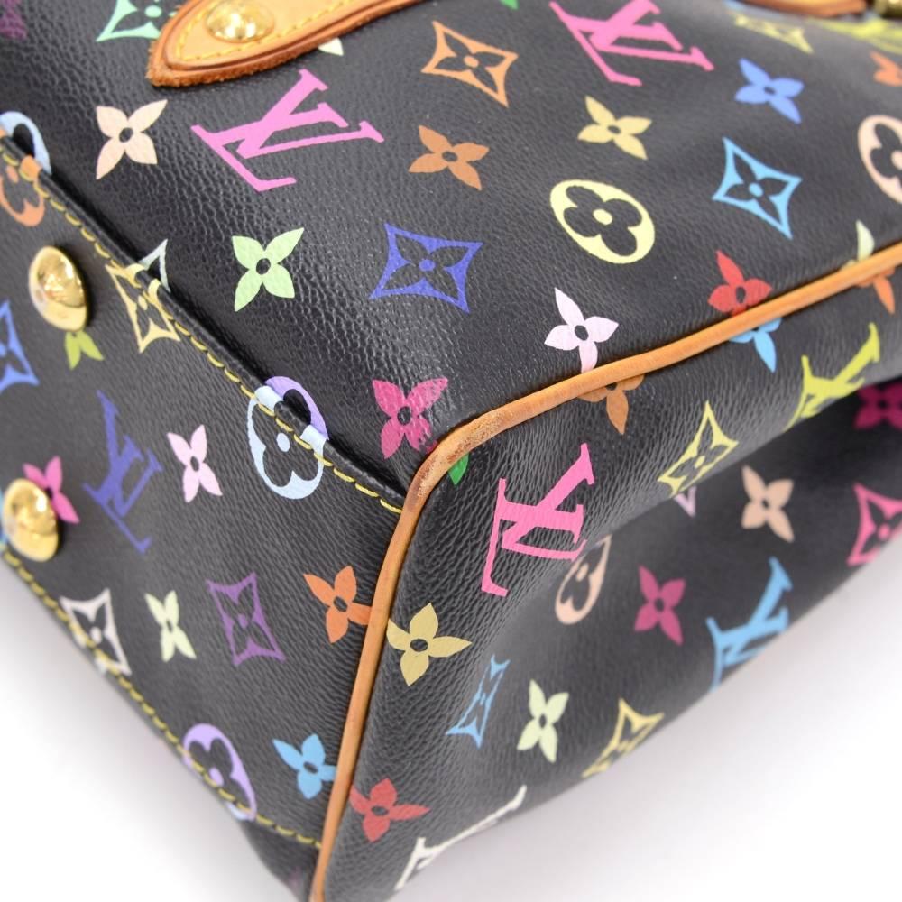Louis Vuitton Aurelia MM Black Multicolor Monogram Canvas Shoulder Hand Bag 2