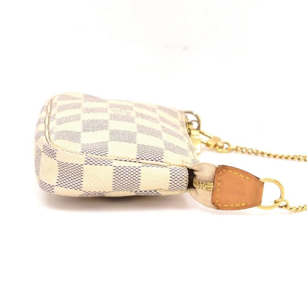 Beige Louis Vuitton Mini Pochette Accessories Damier Azur Canvas Pouch Bag