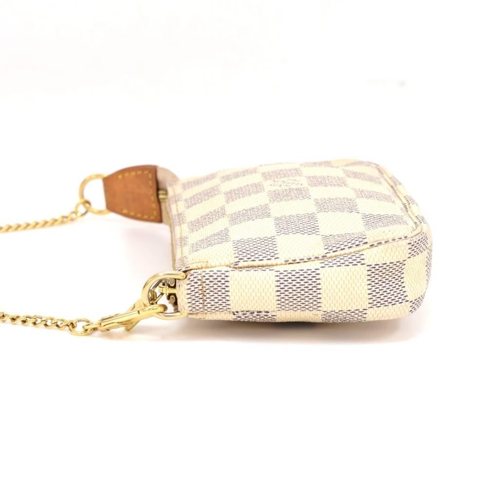 Louis Vuitton Mini Pochette Accessories Damier Azur Canvas Pouch Bag In Good Condition In Fukuoka, Kyushu