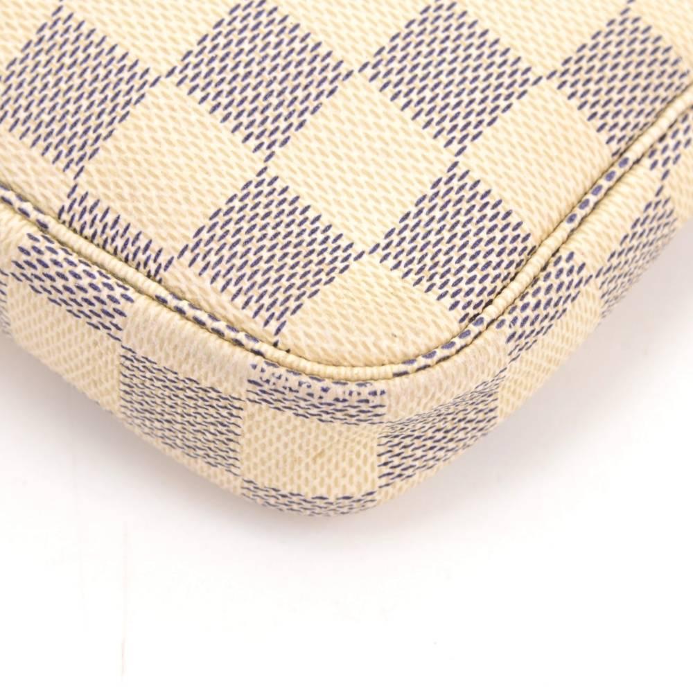 Women's Louis Vuitton Mini Pochette Accessories Damier Azur Canvas Pouch Bag
