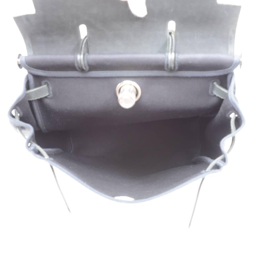Hermes Herbag Ado 2 in 1 Black Canvas Leather Backpack Bag 1