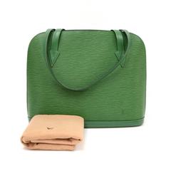 Vintage Louis Vuitton Lussac Green Epi Leather Large Shoulder Bag